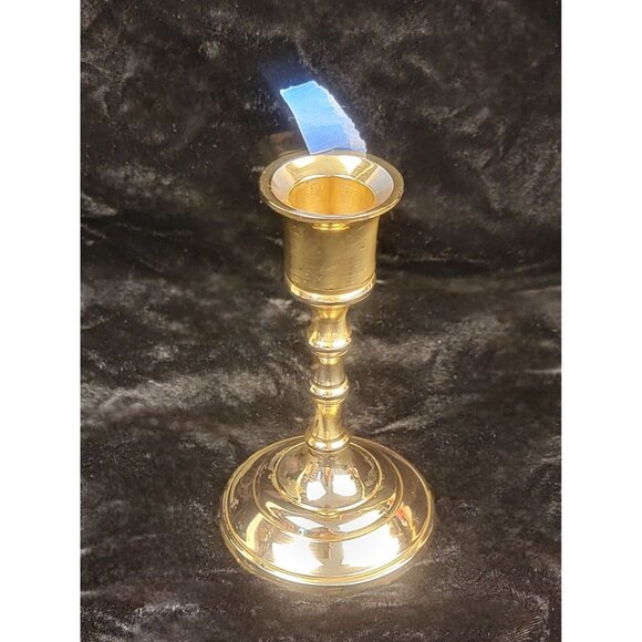 Vintage Mid-1900s Solid Brass Candlestick - Picture 4 of 13